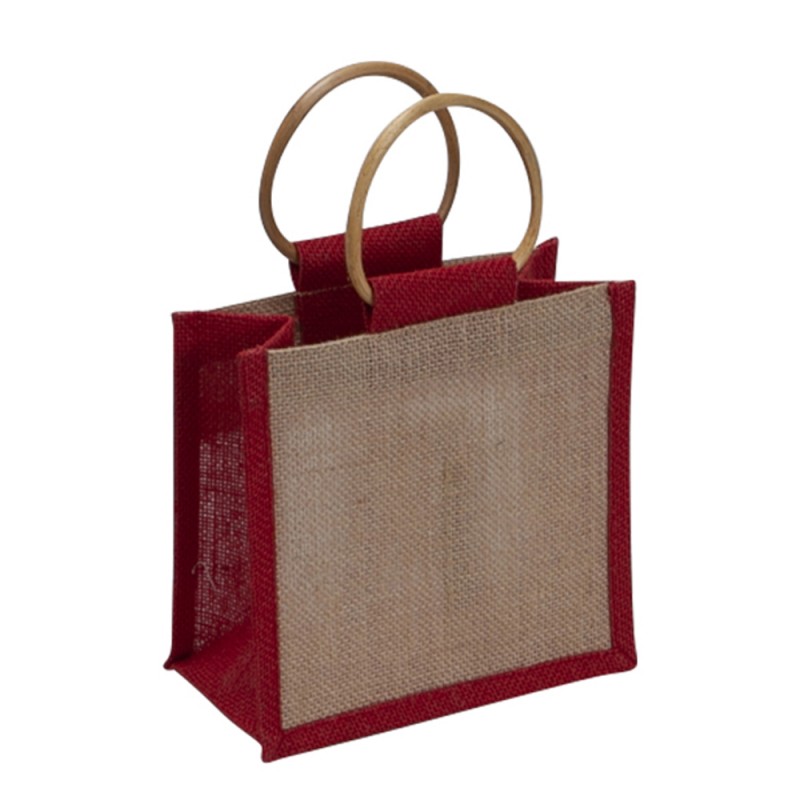 Sac En Jute Naturel Rouge Avec Fenetre Transparente