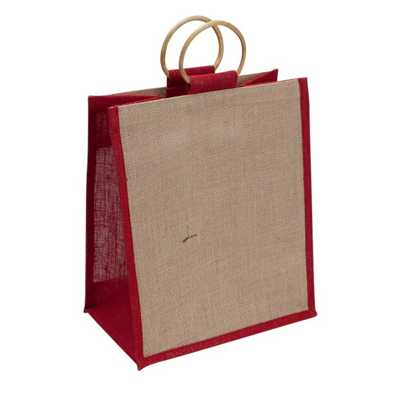 Sac En Jute Naturel Et Rouge Pour Bouteilles