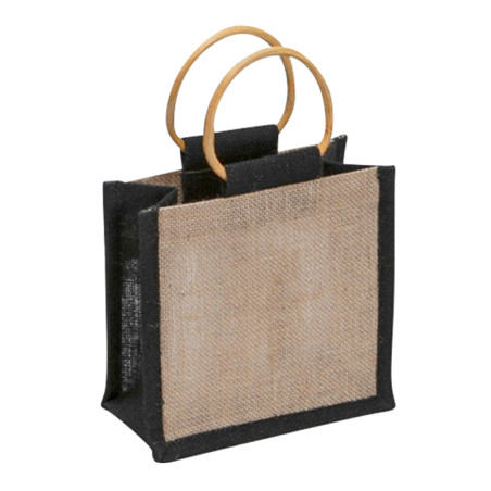 Sac En Jute Naturel Noir Avec Fenetre Transparente