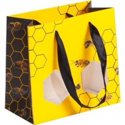 sac carton 2 fenetres deco abeilles/miel