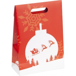 Sac carton pochette cadeau avec fenetrerouge Noel 19x9x27