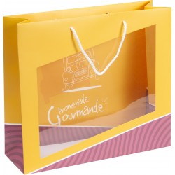 Sac carton FSC jaune 'Promenade gourmande' + fenetre PVC