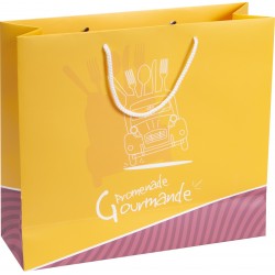 Sac carton FSC jaune 'Promenade gourmande' + fenetre PVC