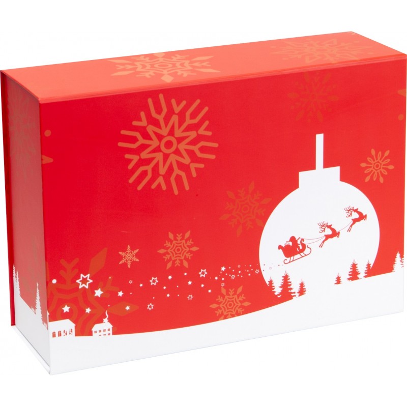 Boîte-cadeau Blanche Et Rouge Et Décoration De Noël Sur Fond Blanc