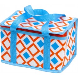 Sac isotherme bleu et orange deco losange