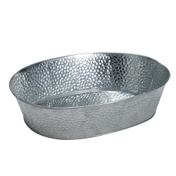 Corbeille ovale en metal aspect zinc gris