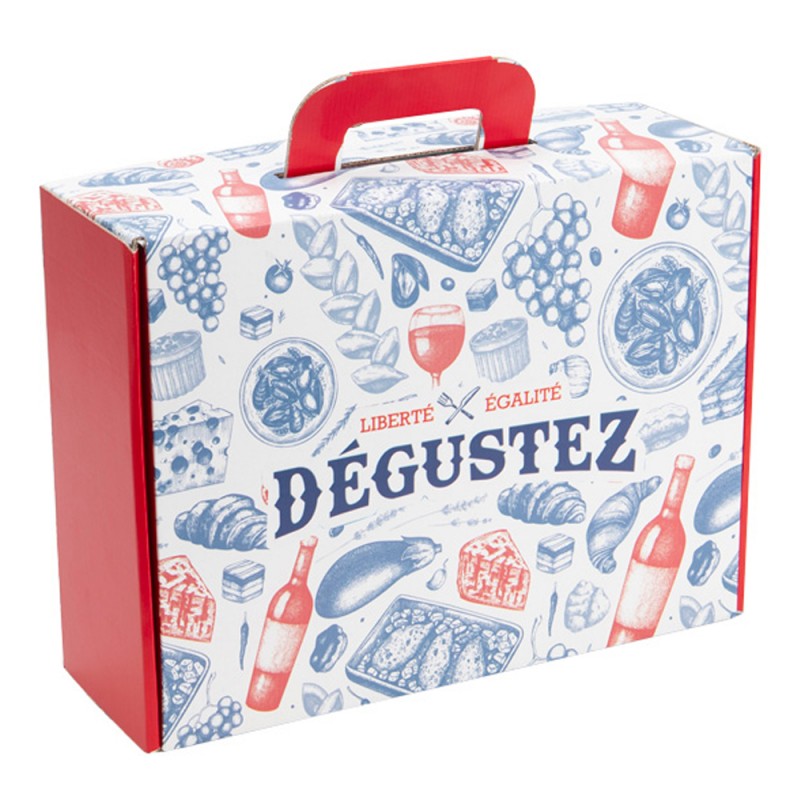 Valisette rectangulaire carton Degustez 36x27x12