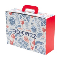 Valisette rectangulaire carton Degustez 36x27x12