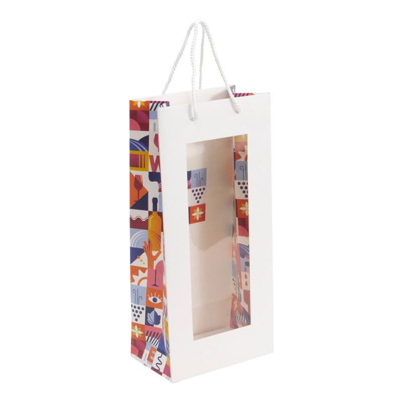 Sac 2 bouteilles rectangulaire carton Escapade 16,5x10x35