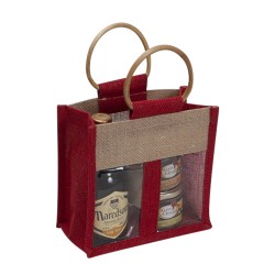 Sac en jute naturel/rouge + fenetre PVC