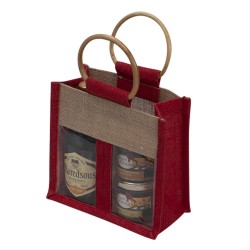 Sac en jute naturel/rouge + fenetre PVC