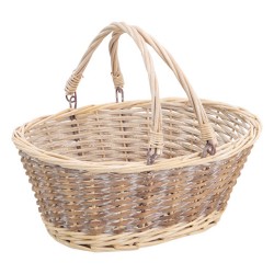 Panier rectang. Eclisse d'osier naturel aspect ceruse