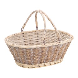 Panier rectang. Eclisse d'osier naturel aspect ceruse