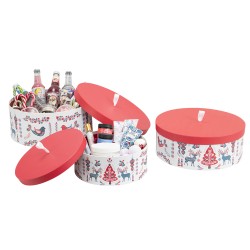 Set 3 boites a chapeau carton Scandinave blanche