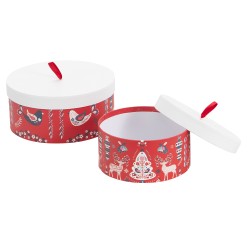 Set 2 boites a chapeau carton Scandinave rouge