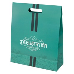 Sac carton FSC vert Degustation avec fenetre PVC