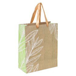 Sac carton kraft deco feuille naturel 26x12x32