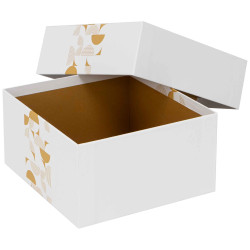 Boite Carree Carton Blanc Eclat d'Or 20,5x19x10,5 cm