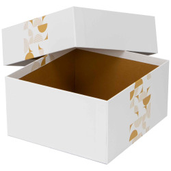 Boite Carree Carton Blanc Eclat d'Or 20,5x19x10,5 cm