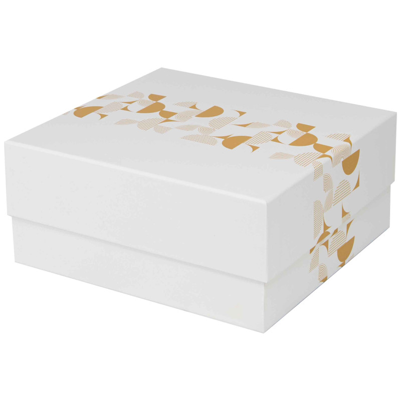 Boite Carton Rectangulaire Blanche Eclat d'Or 26x24,5x11,5 c