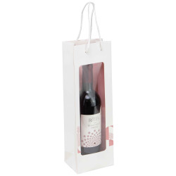 Sac 1 bouteille carton a fenetre blanc Iconic 12x8,5x36cm