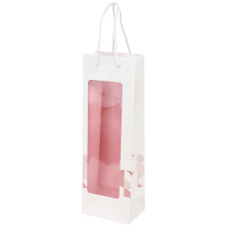 Sac 1 bouteille carton a fenetre blanc Iconic 12x8,5x36cm