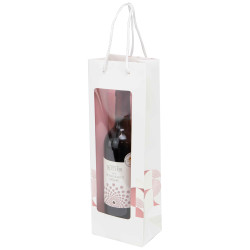 Sac 1 bouteille carton a fenetre blanc Iconic 12x8,5x36cm