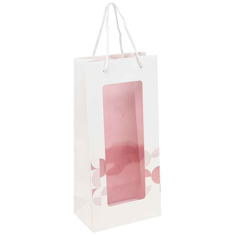 Sac 2 bouteilles carton a fenetre blanc Iconic 16,5x10x35 cm