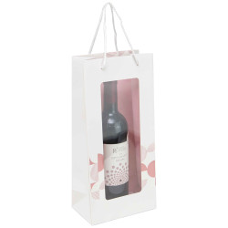 Sac 2 bouteilles carton a fenetre blanc Iconic 16,5x10x35 cm