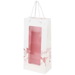 Sac 2 bouteilles carton a fenetre blanc Iconic 16,5x10x35 cm