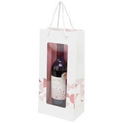 Sac 2 bouteilles carton a fenetre blanc Iconic 16,5x10x35 cm