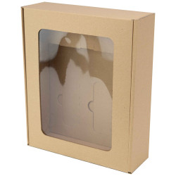 Coffret 3 bouteilles carton a fenetre Kraft 33,5x29x9 cm