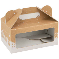 Box carton rectangulaire a fenetre Hiver enneige 20x12x20cm