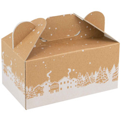 Box carton rectangulaire a fenetre Hiver enneige 20x12x20cm