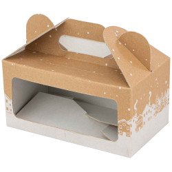 Box carton rectangulaire a fenetre Hiver enneige 20x12x20cm