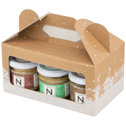 Box carton rectangulaire a fenetre Hiver enneige 20x12x20cm