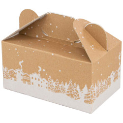 Box carton rectangulaire a fenetre Hiver enneige 20x12x20cm