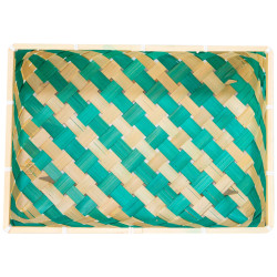 Corbeille Bambou Rectangulaire Vert Verde 35x25x10cm