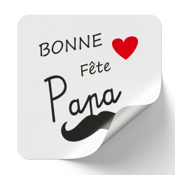 Sticker Rectangulaire Bonne Fete Papa 4x3,5cm - Lot de 500