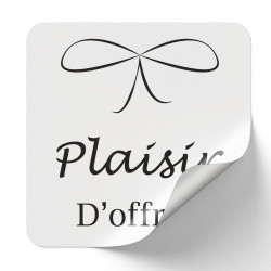 Sticker Rectangulaire Plaisir D'offrir 4x3,5cm - Lot de 500