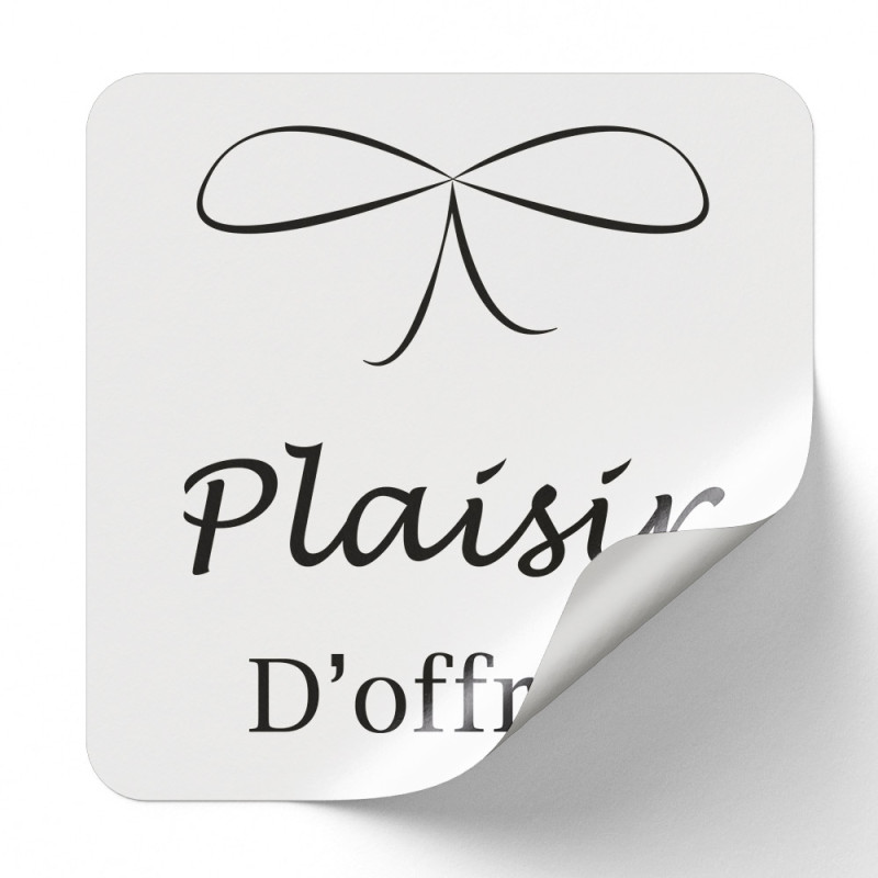 Sticker Rectangulaire Blanc Plaisir D'offrir -Rouleau De 500