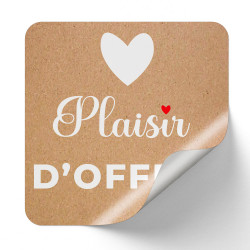 Sticker Rectangulaire Plaisir D'offrir 4x3,5cm - Lot de 500