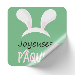 Sticker Rectangulaire Joyeuses Paques Vert - Rouleau de 500 