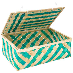 Coffret bambou rectangulaire vert Verde 37x27x14cm