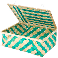 Coffret bambou rectangulaire vert Verde 37x27x14cm