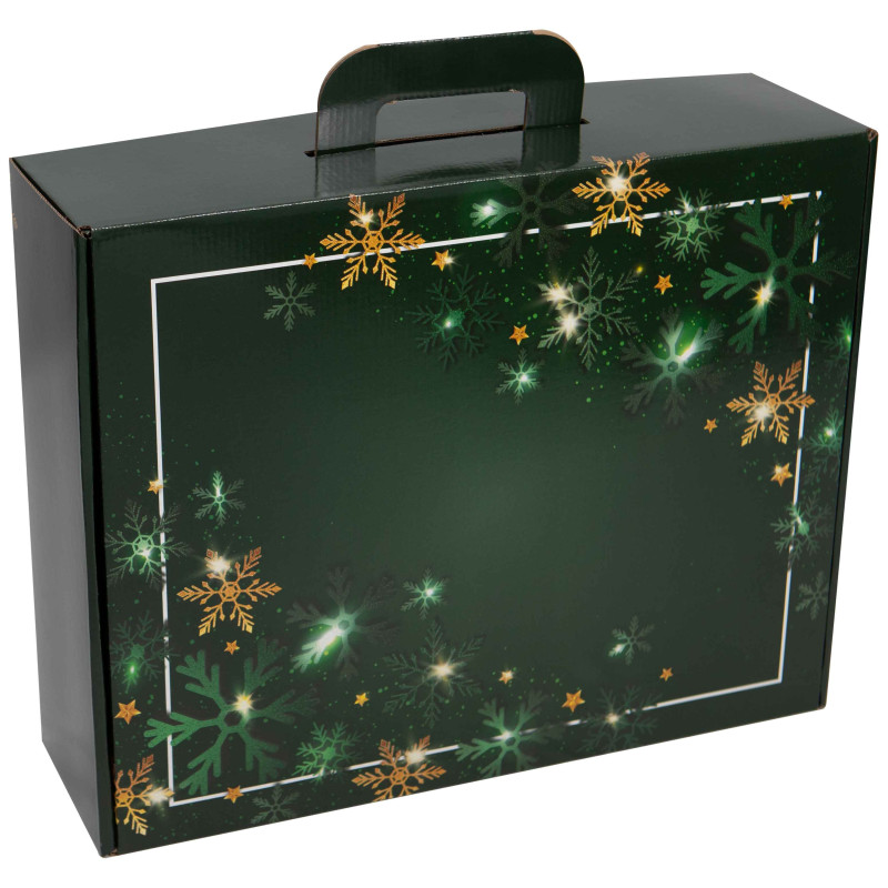 Valisette carton rectangulaire Noel Verdoyant 41,5x33x12,5cm