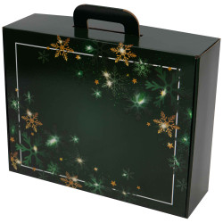 Valisette carton rectangulaire Noel Verdoyant 41,5x33x12,5cm