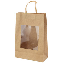 Sac 3 bouteilles kraft a fenetre marron 24x10x35cm