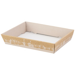 Corbeille carton rectangulaire kraft Hiver enneige 28,5x21x5