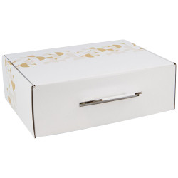 Valisette Carton rectangulaire Blanc Eclat d'Or 36,5x27x12cm